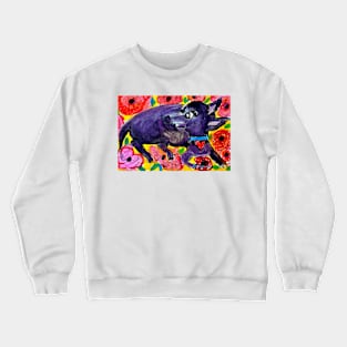 Dog With Flowers Crewneck Sweatshirt